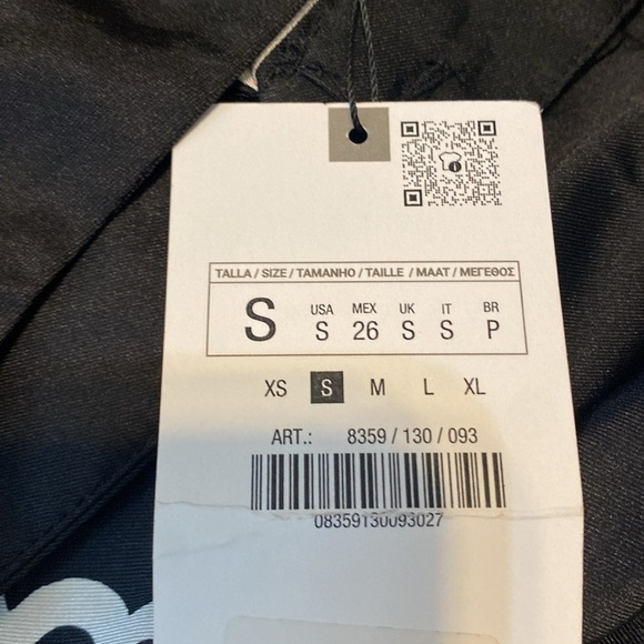 Zara NWT print straight cut pants satin effect pink black - Picture 5 of 5